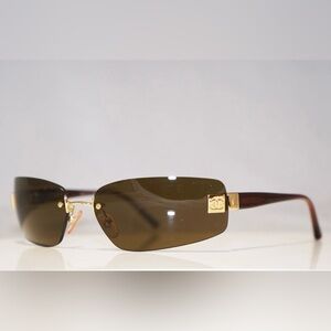 CHANEL | Vintage Y2K Sunglasses Brown/Gold CC Rectangle Rimless Lenses